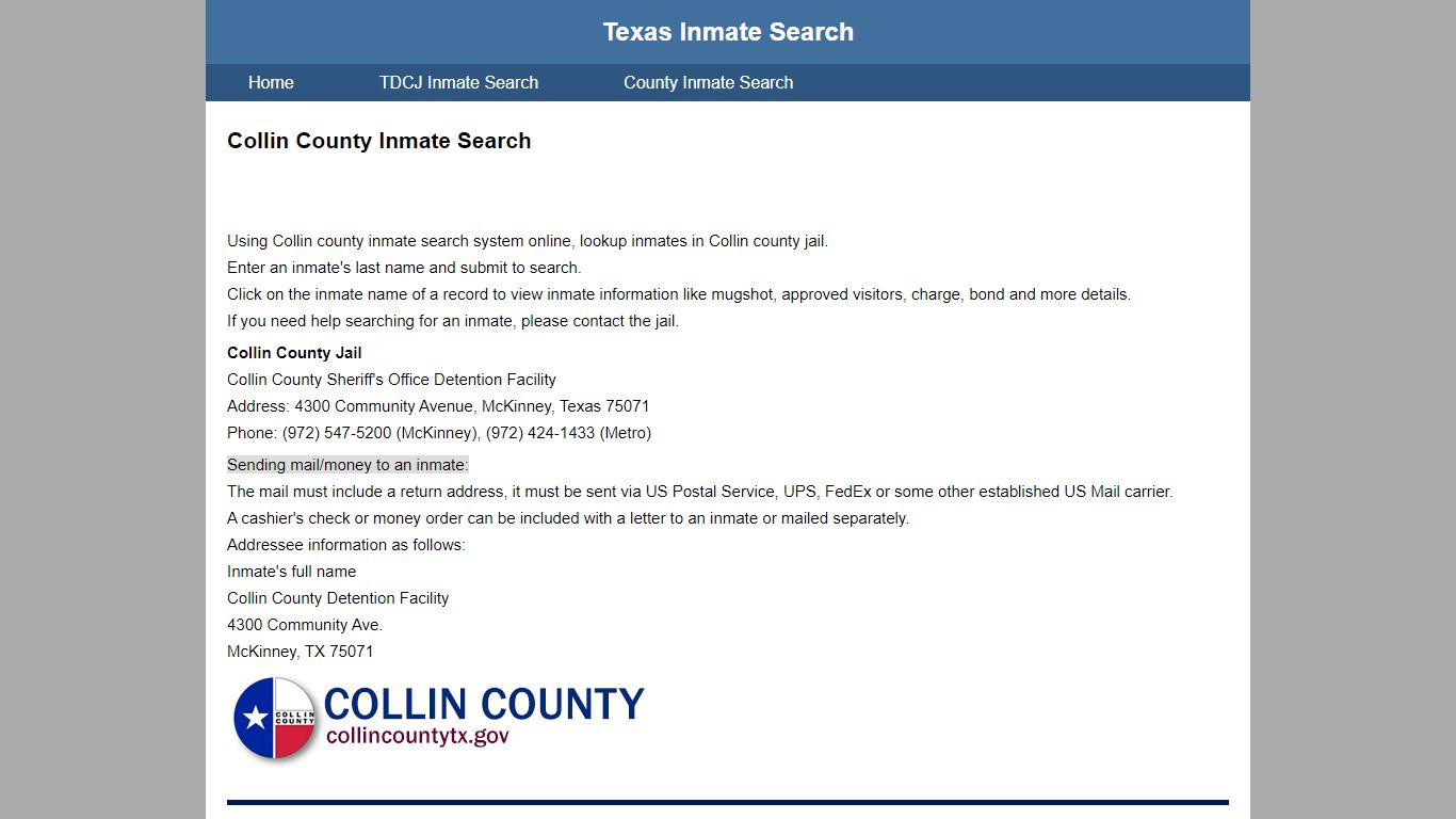 Collin County Inmate Search